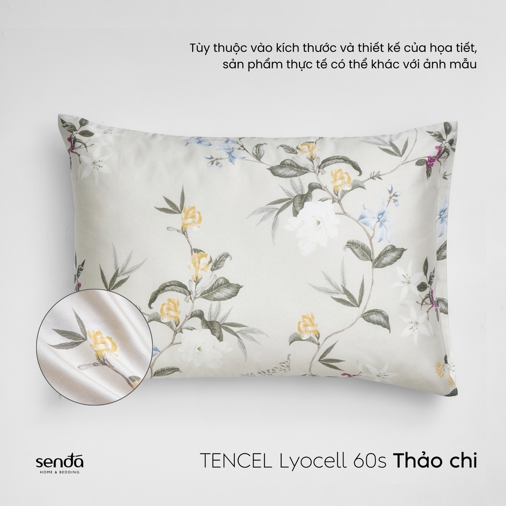 Vỏ gối nằm Lụa Tencel 60S họa tiết - Thảo chi