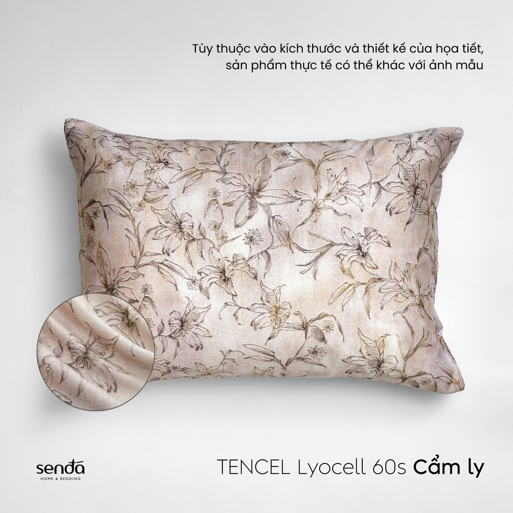 Vỏ gối nằm Lụa Tencel 60S họa tiết - Cẩm Ly