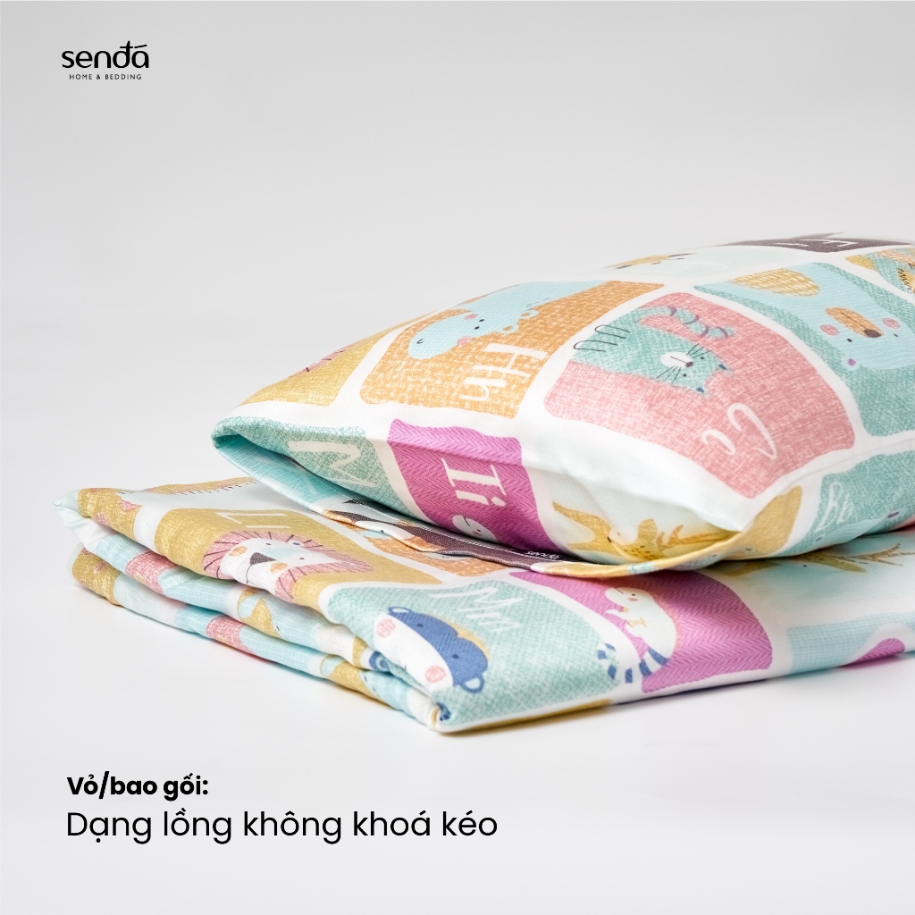 Bộ chăn gối cho bé đi học Lụa Tencel họa tiết - Mèo nhí hồng