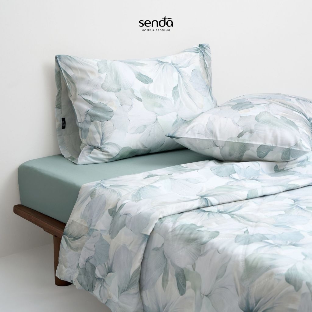 Bộ chăn ga gối 4 món (chăn chần bông) Tencel Cotton họa tiết - Liễu hoa