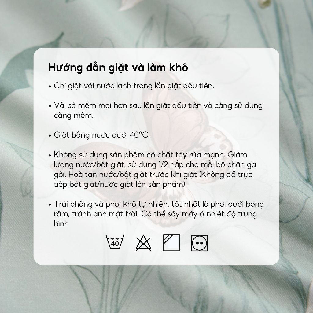 Bộ chăn ga gối 5 món Cotton 40S họa tiết - Hoa ngà