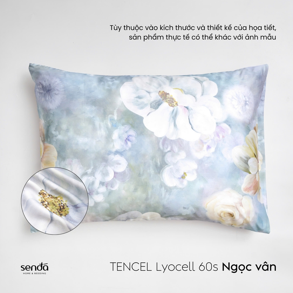 Vỏ gối nằm Lụa Tencel 60S họa tiết - Ngọc vân