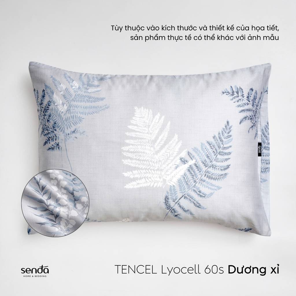 Vỏ gối nằm Lụa Tencel 60S họa tiết - Dương xỉ