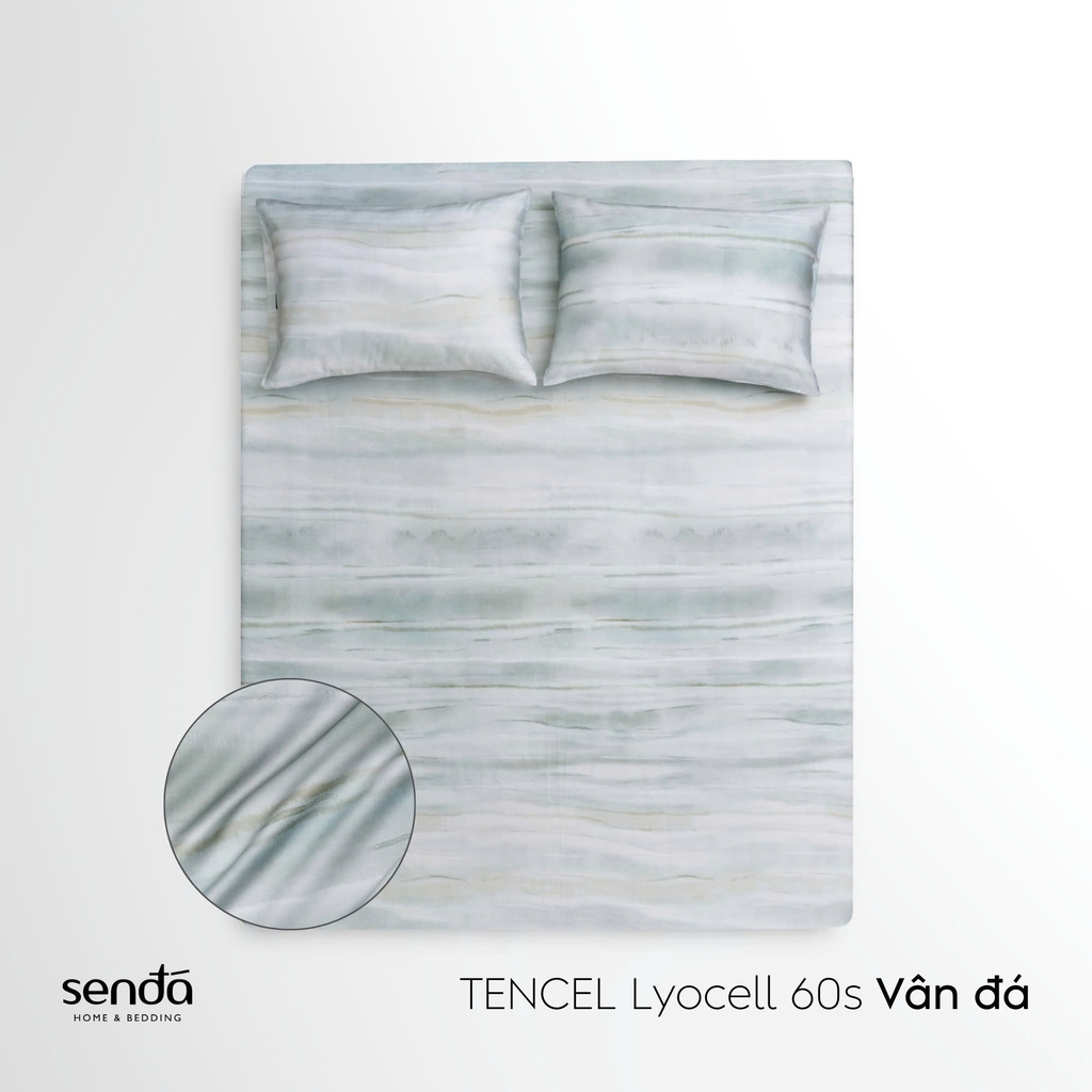Bộ ga gối 3 món Lụa Tencel 60S họa tiết - Vân đá