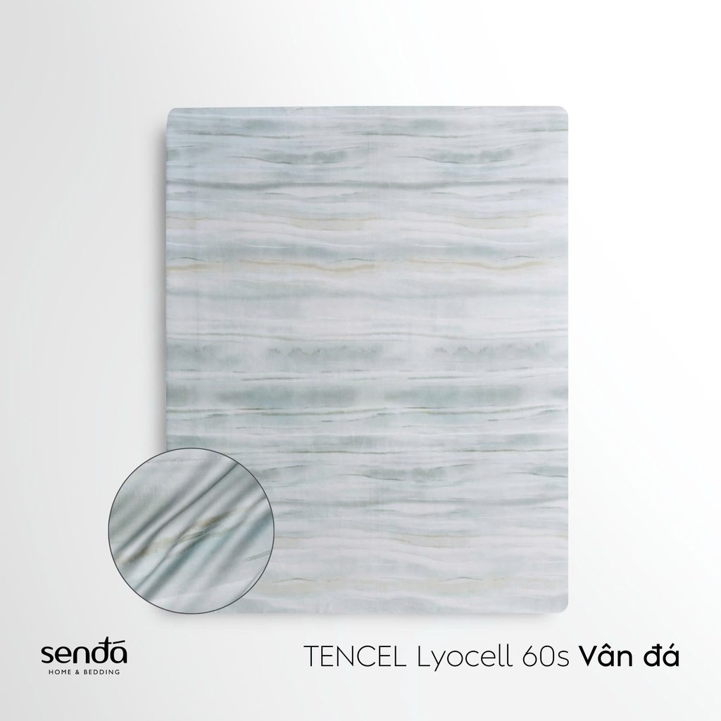 Bộ ga gối 3 món Lụa Tencel 60S họa tiết - Vân đá