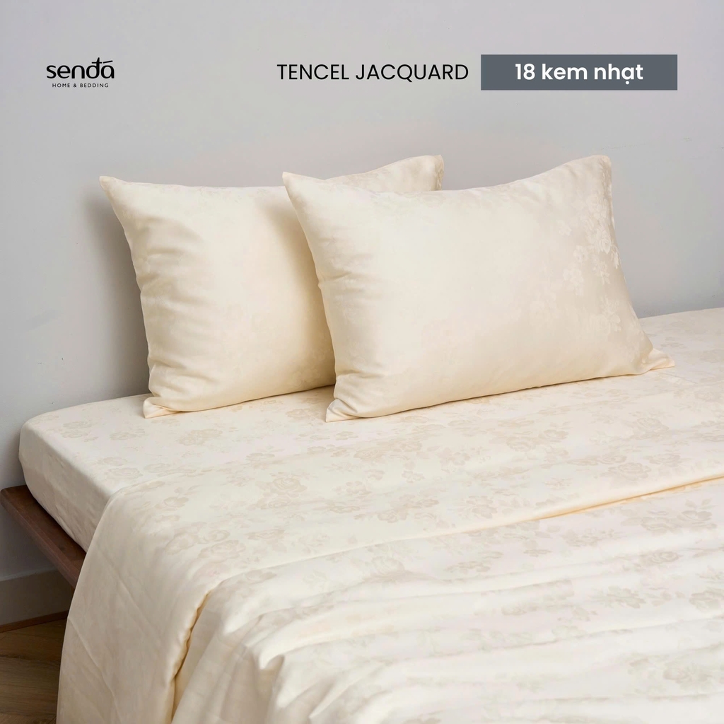 Bộ chăn ga gối 4 món Lụa Tencel Jacquard vân gấm