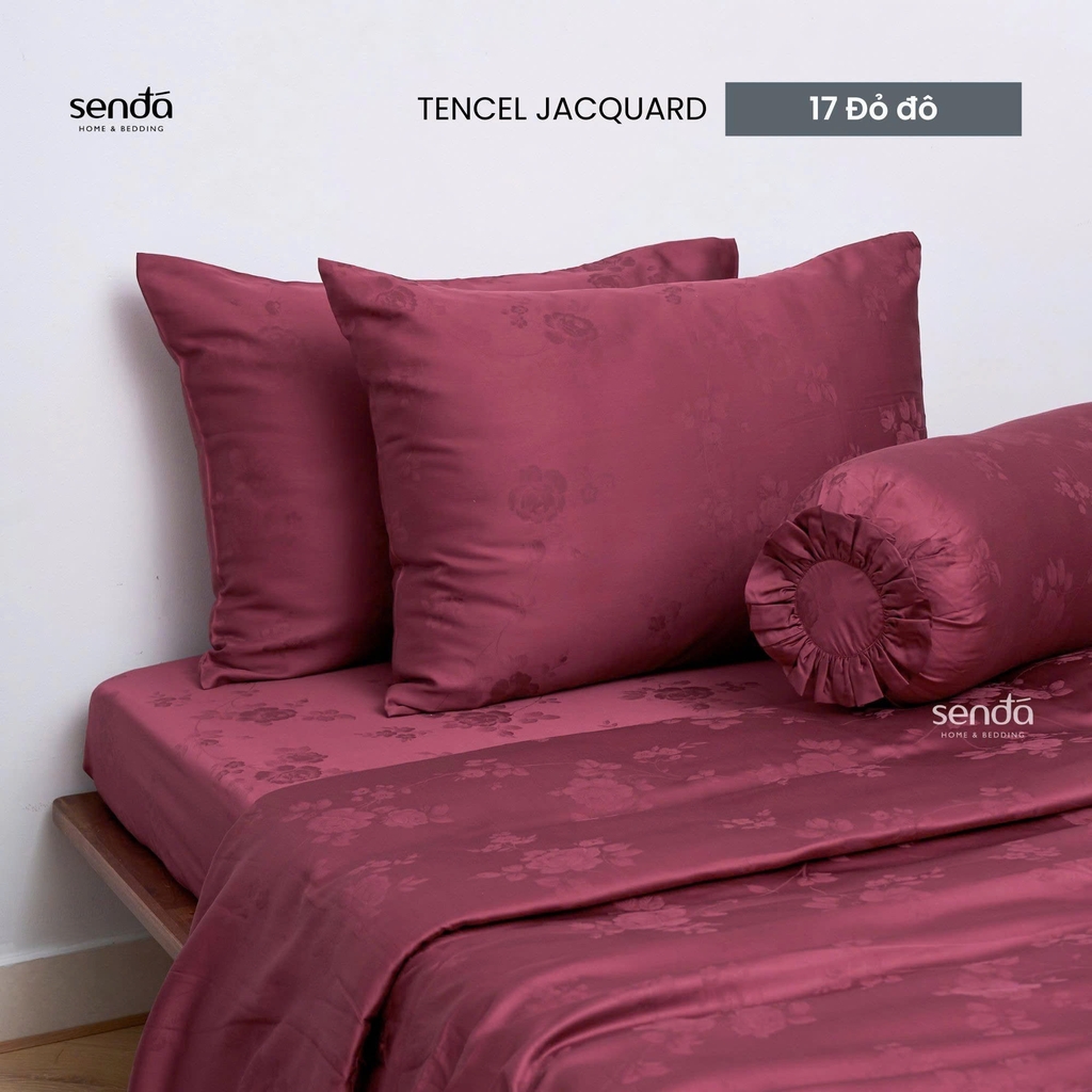 Bộ chăn ga gối 5 món Lụa Tencel Jacquard vân gấm