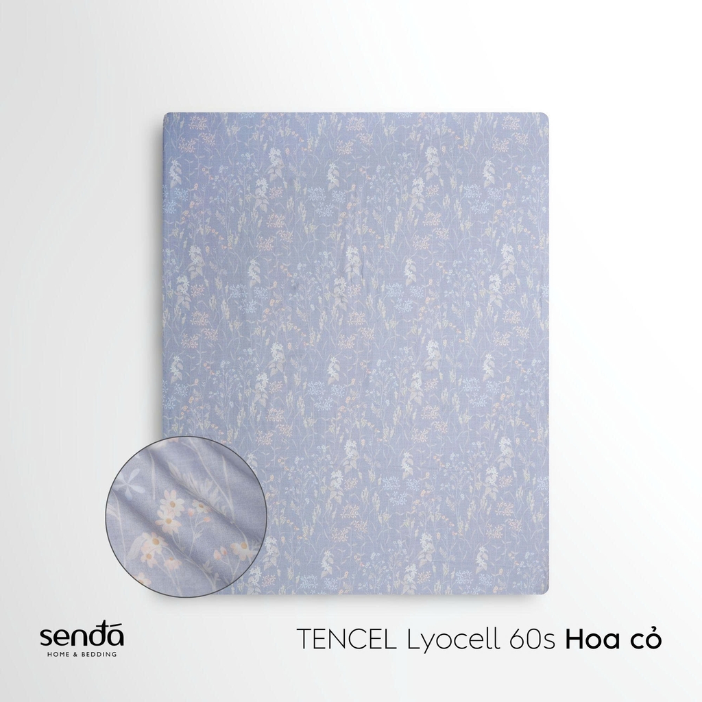 Bộ ga gối 3 món Lụa Tencel 60S họa tiết - Hoa cỏ