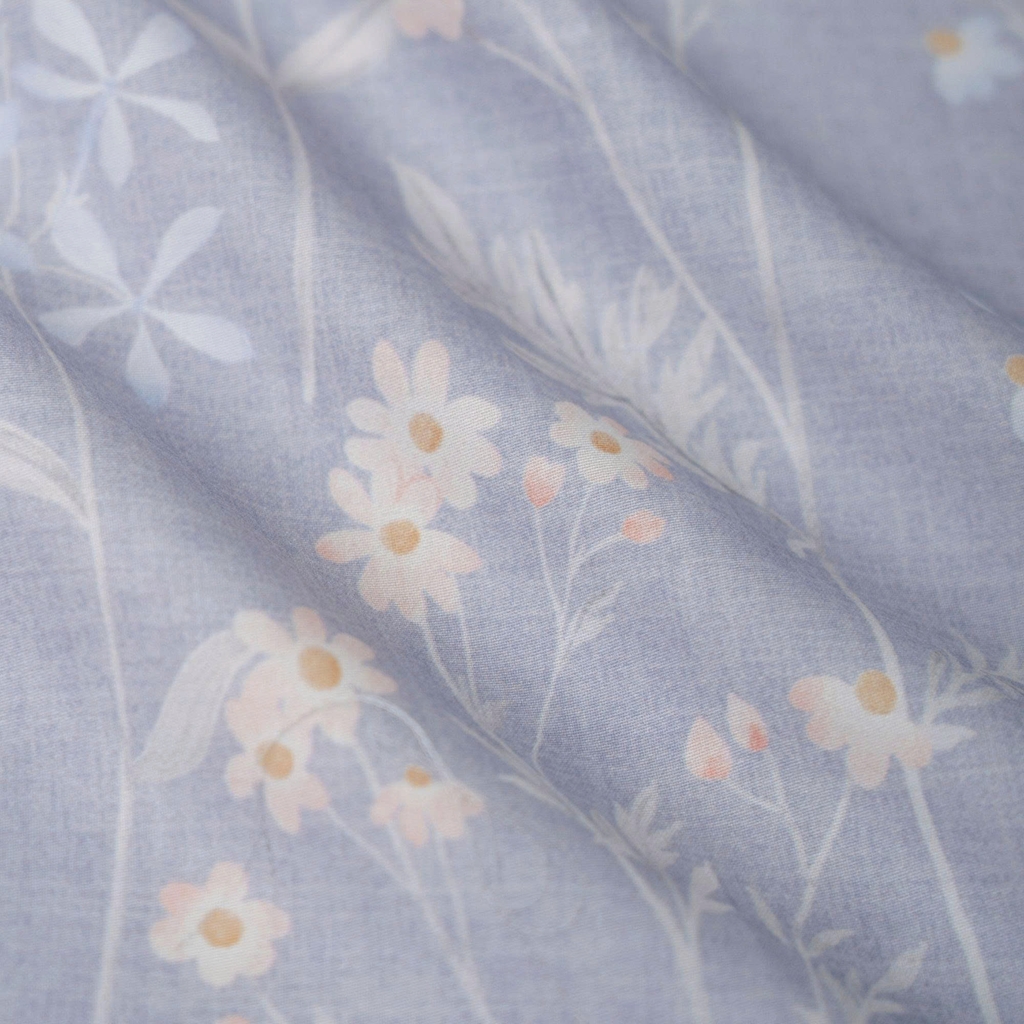 Bộ chăn ga gối 4 món (chăn chần bông) Lụa Tencel 60S họa tiết - Hoa cỏ