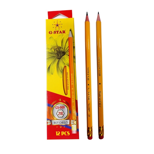 G-Star Bút Chì Gỗ GS009 2B; 3B; 4B; 5B; 6B (12 Cây/Hộp; 12 Hộp/ Lốc; 240 Hộp/ Thùng)