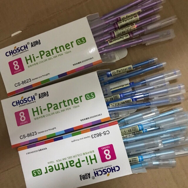 . Bút Gel Mực Nước Chosch Hi-Partner CS-8623 (Xanh, Tím, Đỏ, Đen) (12 Cây/Hộp) (12 Hộp/Lốc) (12 Lốc/Thùng)