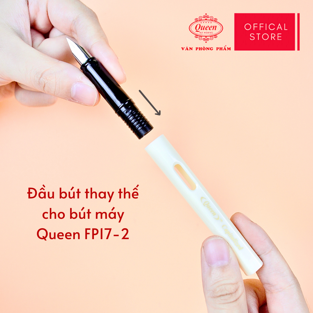 Queen - Bộ Phụ Kiện Bút Máy FPA-01 (1 Ngòi Trơn, 1 Ngòi Nét Hoa, 1 Bơm vệ sinh) (Sử dụng cho bút máy FP17) (24 Bộ/Hộp)
