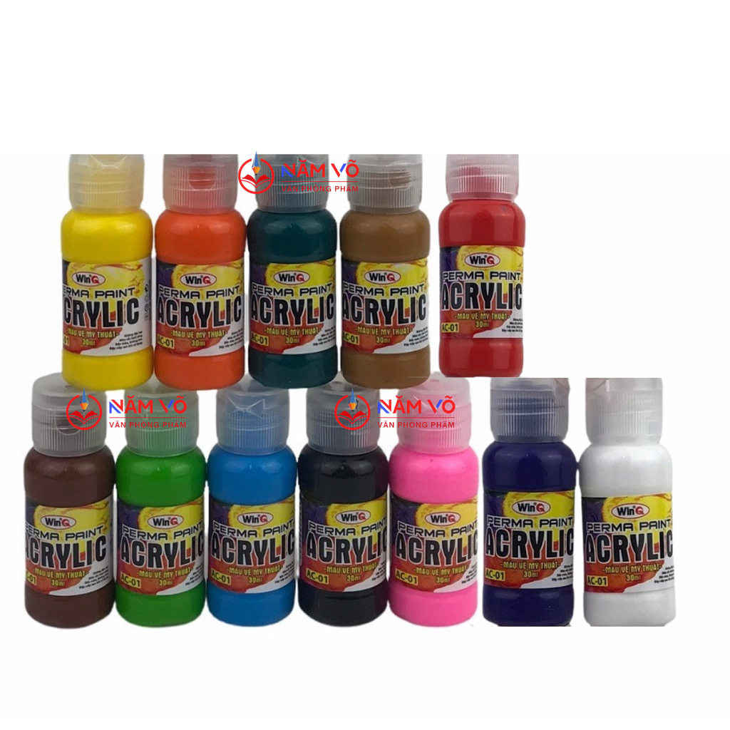 WinQ Màu Acrylic Dung Tích 30ml AC01 (12 Chai Khác Màu/ Hộp; 24 Hộp/ Thùng)
