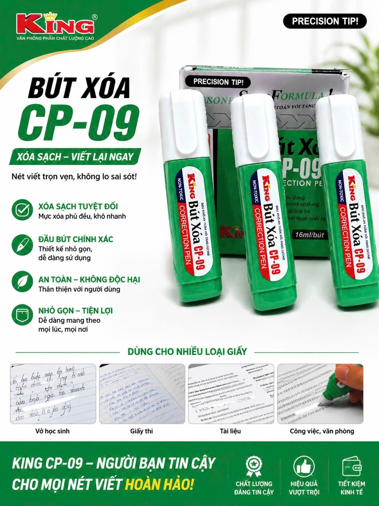 Bút Xóa KING CP09 (12 Cây/ Hộp; 96 Hộp/ Thùng)