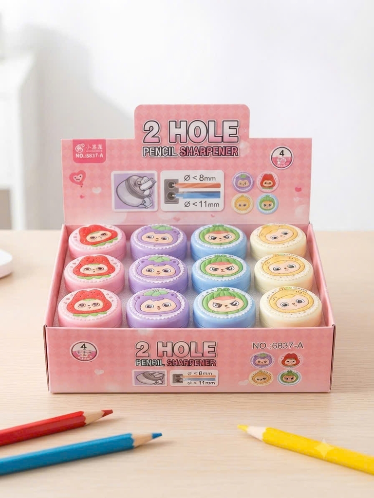 Gọt Bút Chì 2 Lỗ Trái Cây 6837 (24 Cái/ Hộp; 24 Hộp/ Thùng)