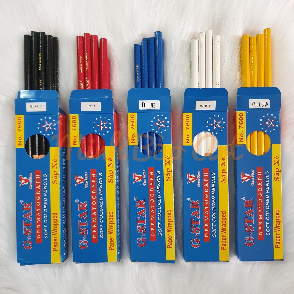 Sáp Xé Chì Màu Hàn Quốc (Trắng, Xanh, Đỏ, Đen Vàng) (12 Cây/ Hộp; 144 Hộp/ Thùng)