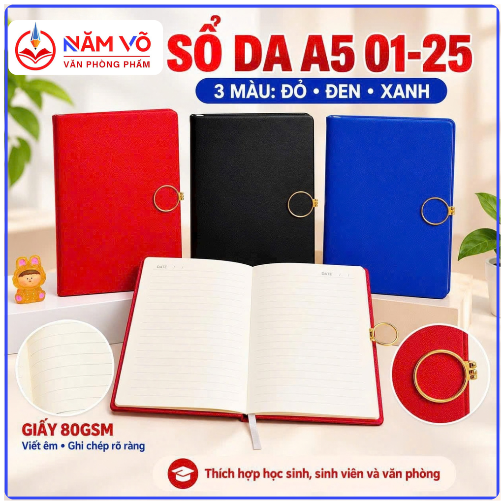 Sổ Da A5 01-25 (24 Quyển/ Lốc; 120 Quyển/Thùng)