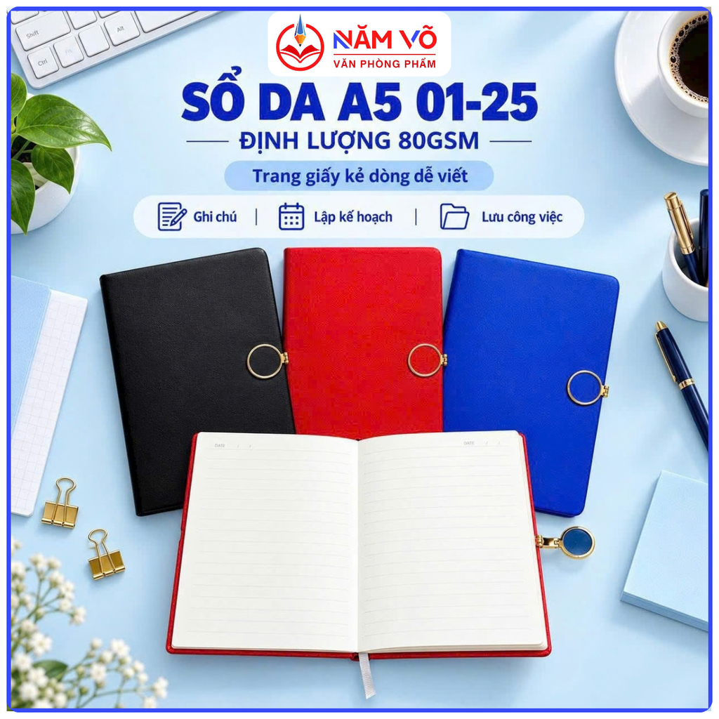 Sổ Da A5 01-25 (24 Quyển/ Lốc; 120 Quyển/Thùng)