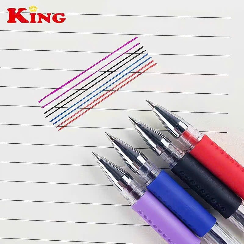 . Bút Gel MINI Đầu To King K009 (Xanh, Tím, Đỏ, Đen) (12 Cây/Hộp; 12 Hộp/Lốc; 20 Lốc/Thùng)