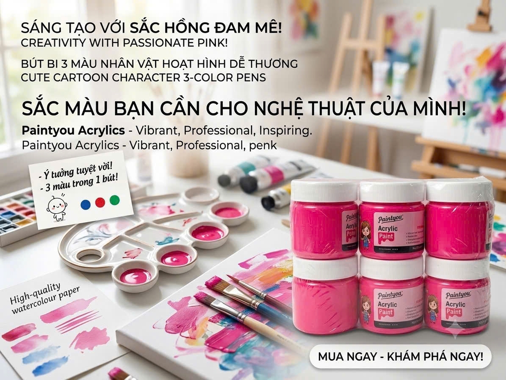 Hủ Màu Nước Acrylic 3D 2504 (6 Hủ/ Lốc (1 Màu); 80 Lốc/ Thùng)