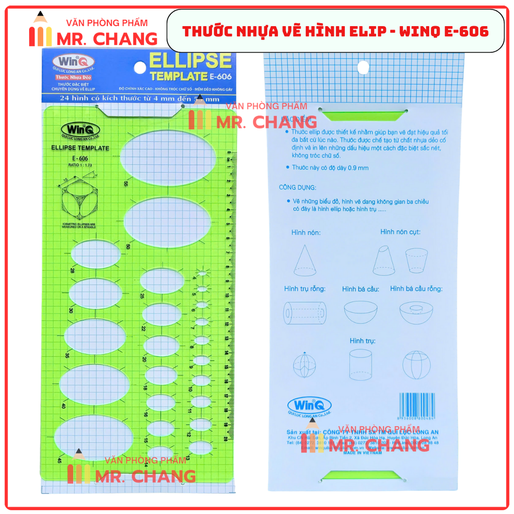 WinQ Thước Vẽ Hình Ellipse E606 (10 Cây/ Hộp; 5 Hộp/ Lốc)