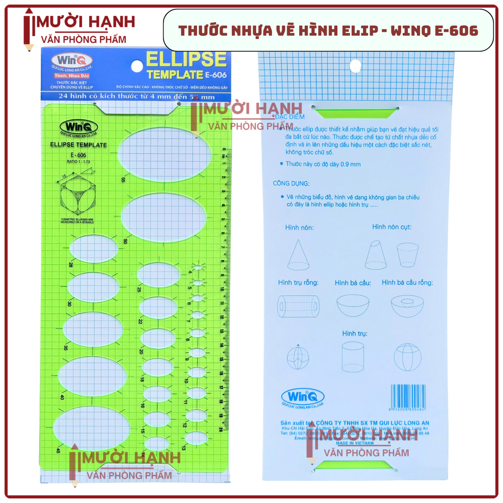 WinQ Thước Vẽ Hình Ellipse E606 (10 Cây/ Hộp; 5 Hộp/ Lốc)