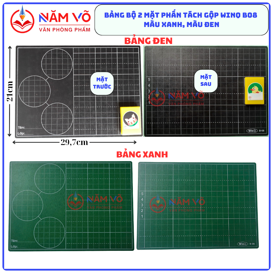 Win Q Bảng Học Sinh B08 (4 Ô Ly) MÀU XANH (10 Cái/Lốc, 100 Cái/Thùng)