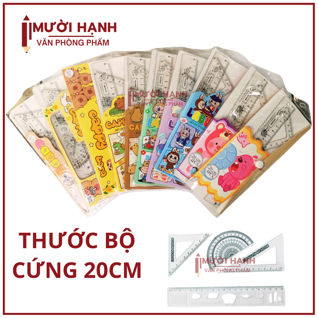 Thước Bộ Nút Cứng Aihao 20CM (4 Cây/Bộ) (40 Bộ/Hộp) (16 Hộp/Thùng)