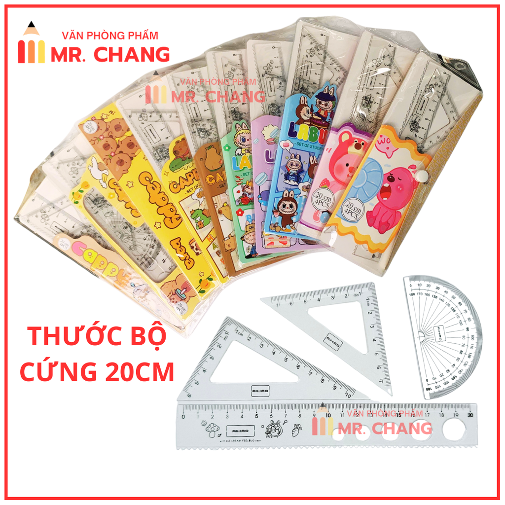 Thước Bộ Nút Cứng Aihao 20CM (4 Cây/Bộ) (40 Bộ/Hộp) (16 Hộp/Thùng)