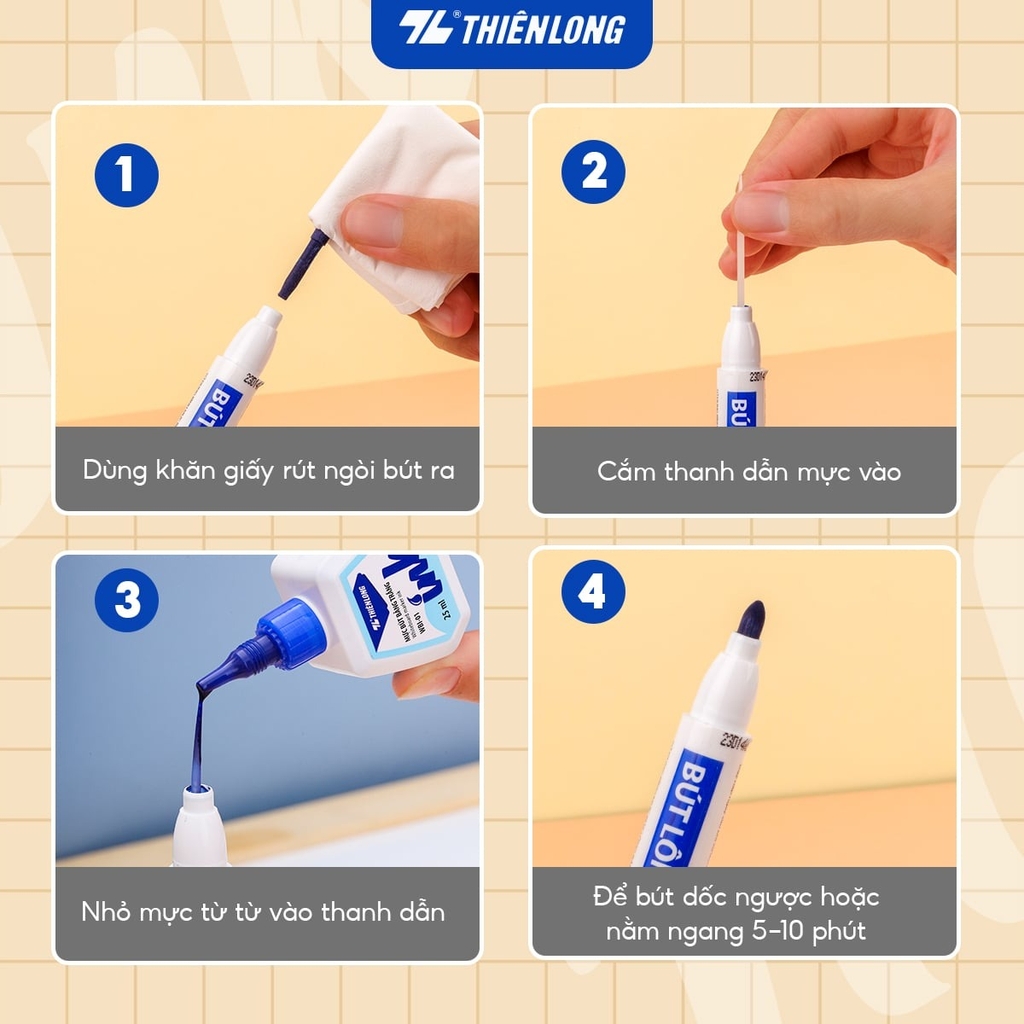 TL - Mực Bút Lông Bảng WBI01 (Xanh, Đỏ, Đen) (6 Lọ/ Lốc, 24 Lốc/ Thùng, 144 Hộp/ Thùng)