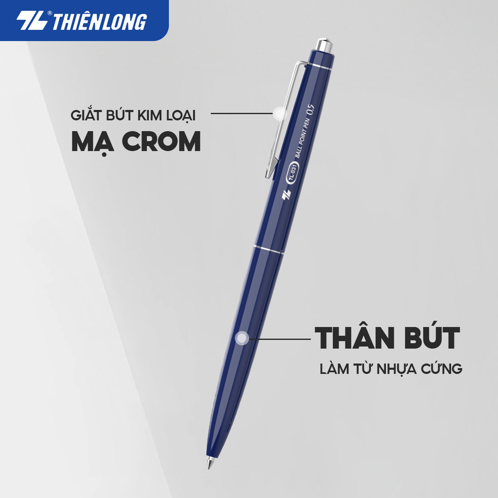 TL - Bút Bi TL031 (Xanh, Đỏ, Đen) (20 Cây/Hộp)