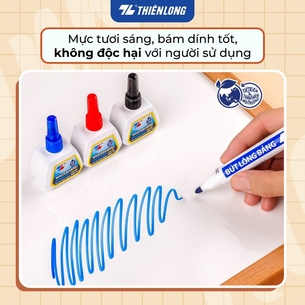 TL - Mực Bút Lông Bảng WBI01 (Xanh, Đỏ, Đen) (6 Lọ/ Lốc, 24 Lốc/ Thùng, 144 Hộp/ Thùng)