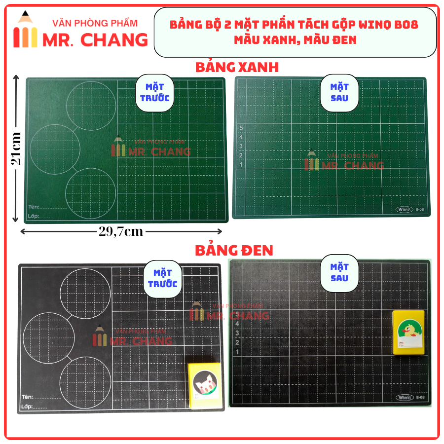 Win Q Bảng Học Sinh B08 (4 Ô Ly) MÀU XANH (10 Cái/Lốc, 100 Cái/Thùng)