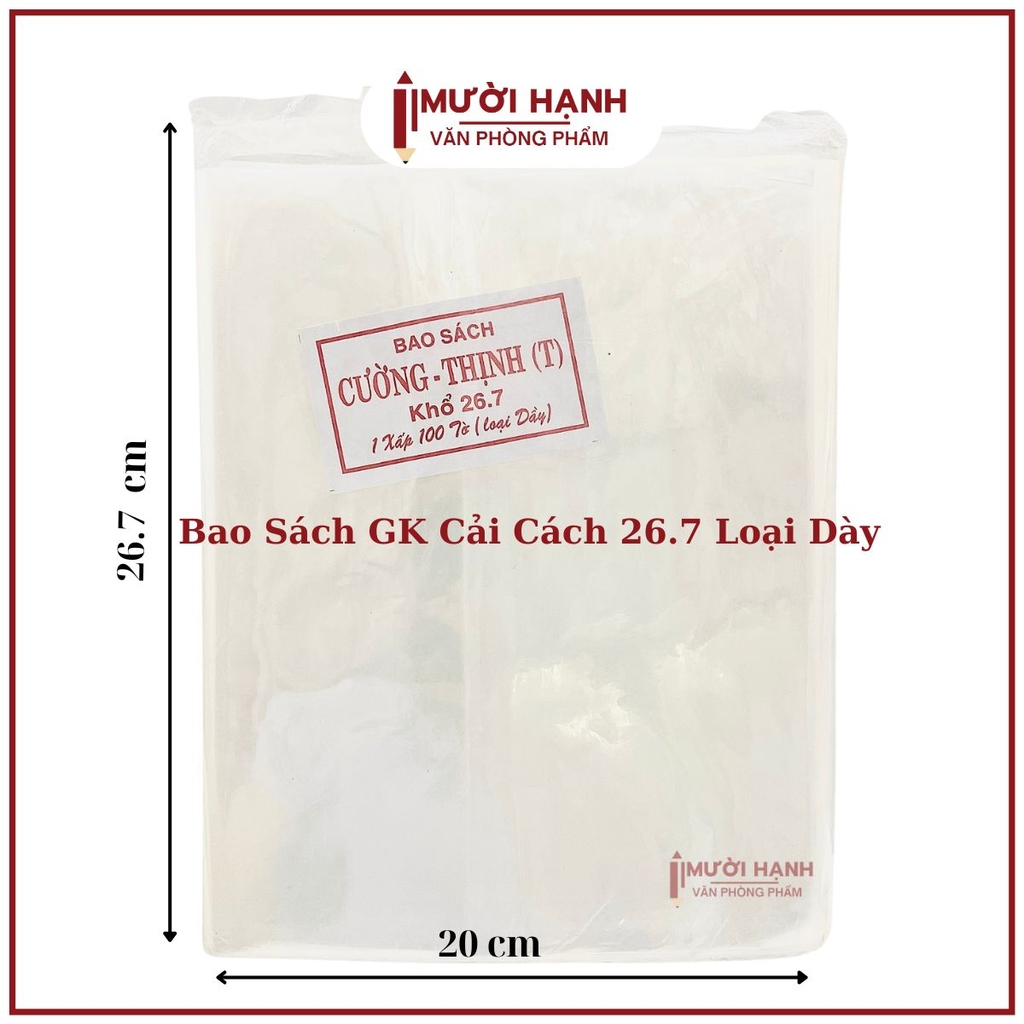 Bìa Bao Sách Kiếng Trong DÀY Khổ 26.7 (10 Tờ/Cuộn; 100 Tờ/Xấp; 30 Xấp/ Bao)
