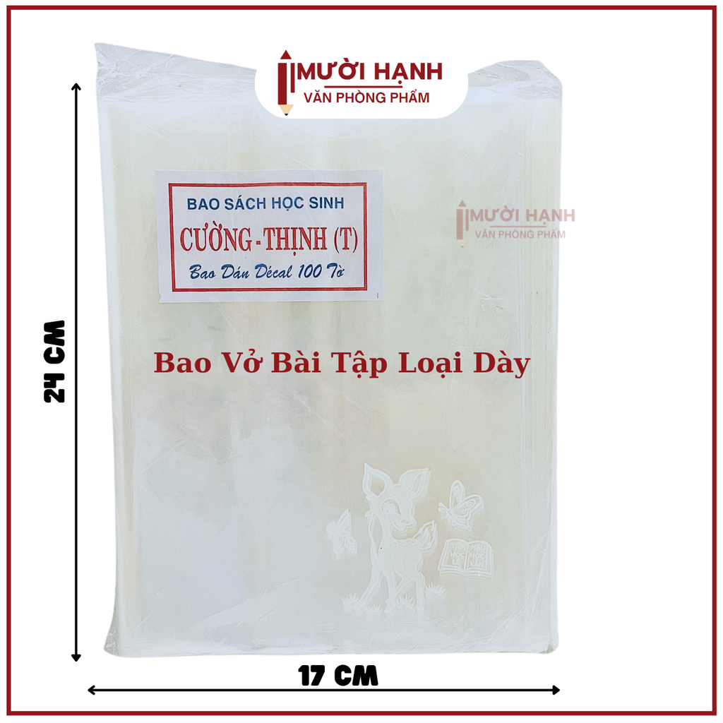 Bìa BAO SÁCH Kiếng Trong CÓ NAI DÀY Khổ Thường (10 Tờ/Cuộn; 100 Tờ/Xấp)