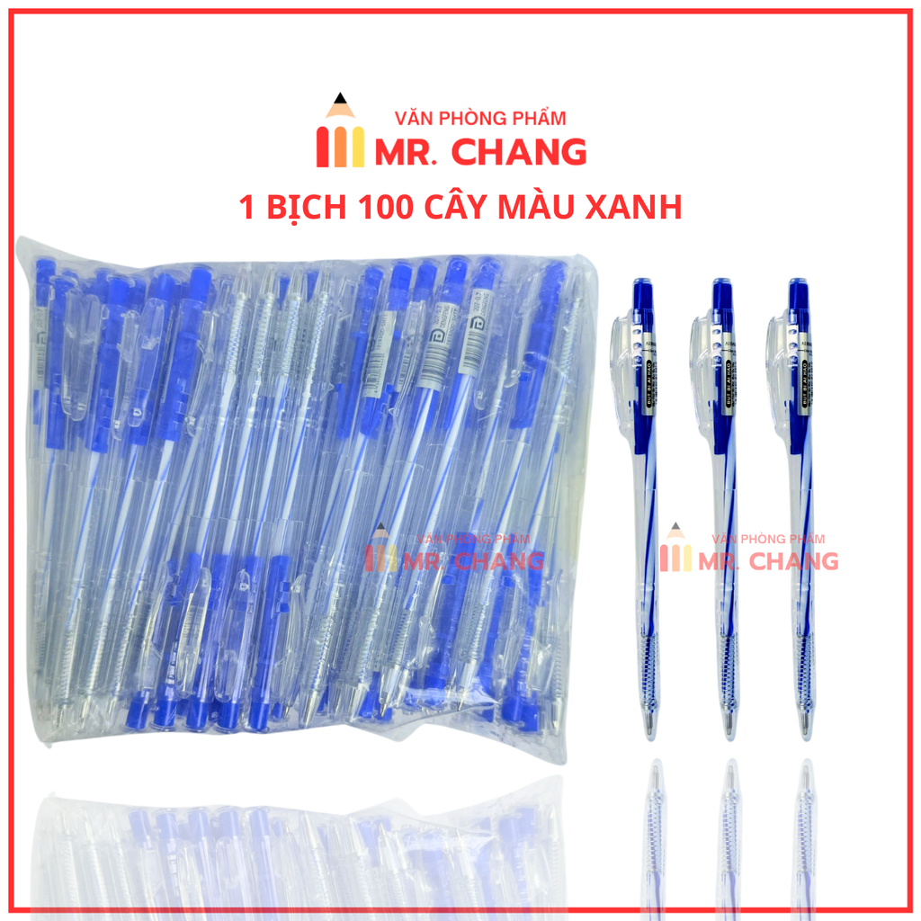 Bút Bi Aihao Đầu Bấm 207 BỊCH (100 Cây/ Bịch; 32 Bịch/Thùng)