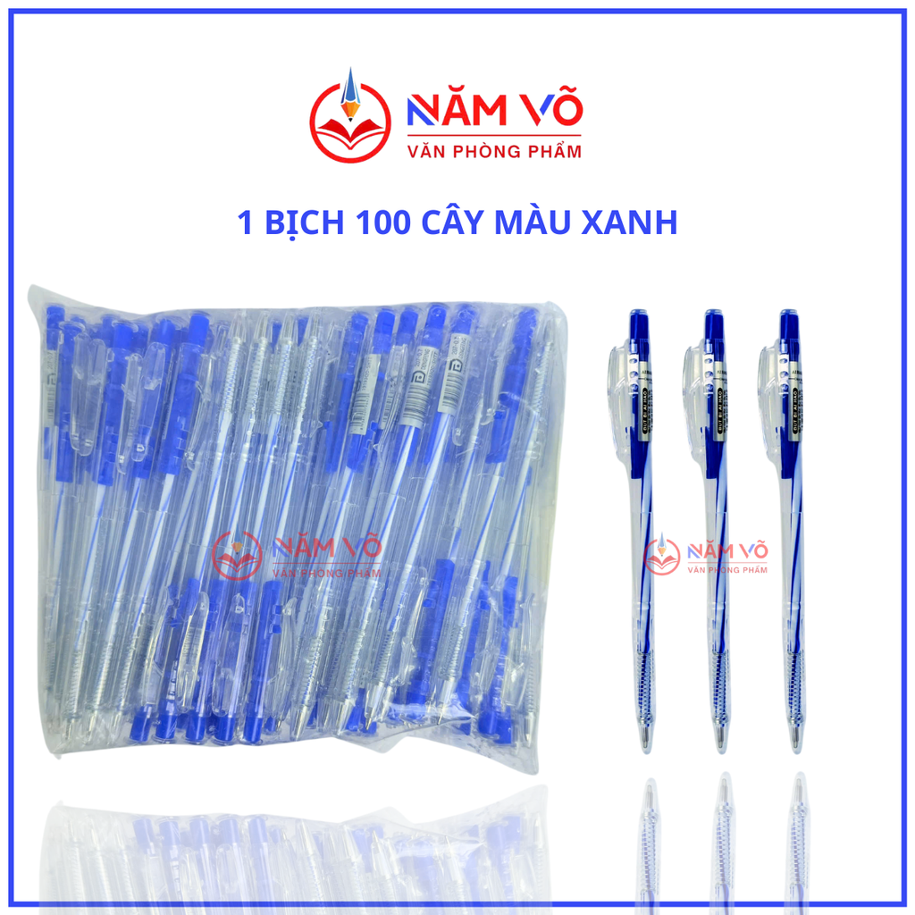 Bút Bi Aihao Đầu Bấm 207 BỊCH (100 Cây/ Bịch; 32 Bịch/Thùng)