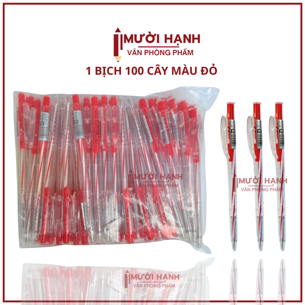 Bút Bi Aihao Đầu Bấm 207 BỊCH (100 Cây/ Bịch; 32 Bịch/Thùng)