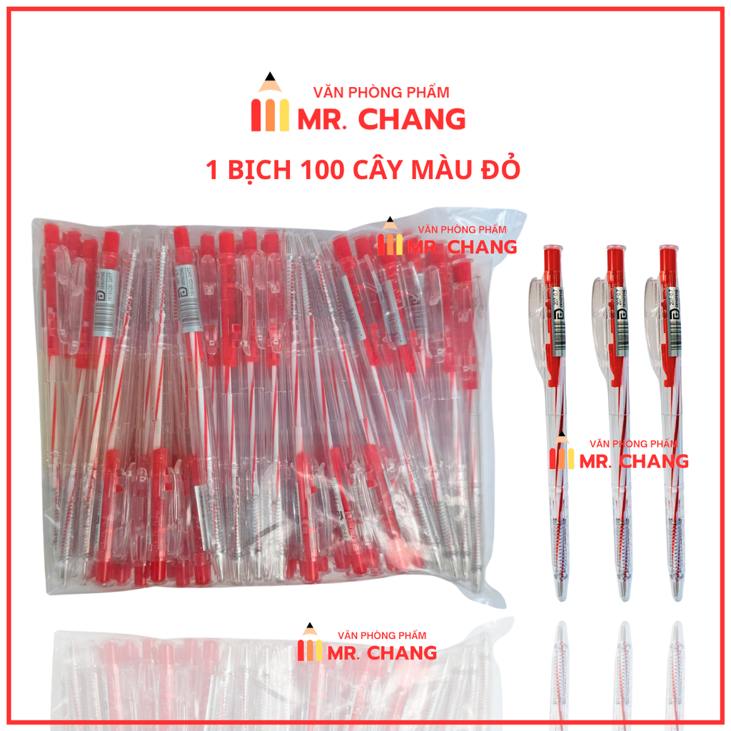 Bút Bi Aihao Đầu Bấm 207 BỊCH (100 Cây/ Bịch; 32 Bịch/Thùng)