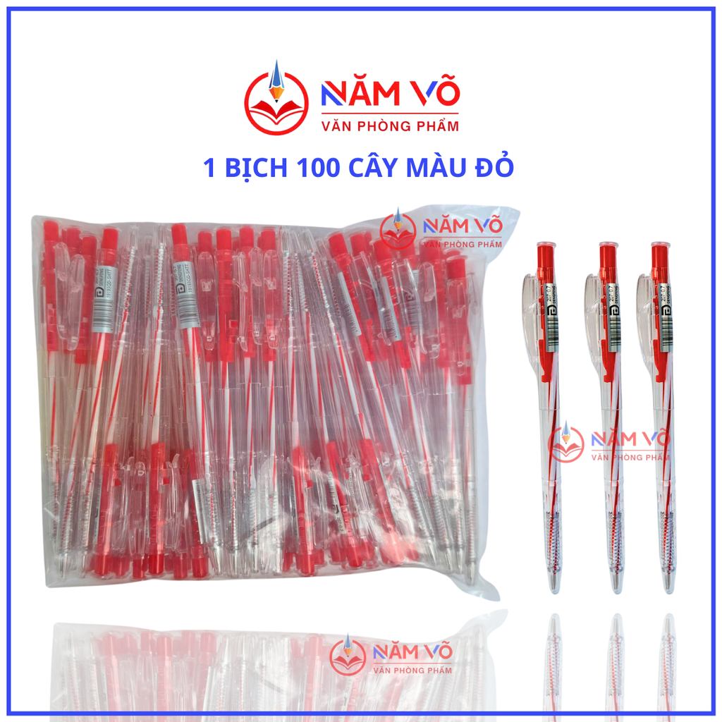 Bút Bi Aihao Đầu Bấm 207 BỊCH (100 Cây/ Bịch; 32 Bịch/Thùng)