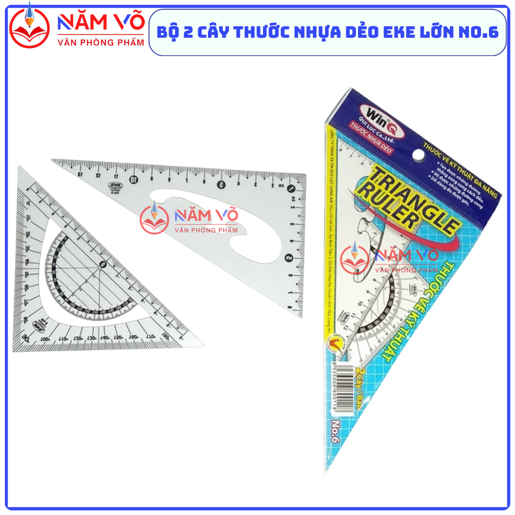 Win Q Thước Dẻo Êke Lớn Số 6 NO6 (1 Bộ/Cặp; 50 Cặp/Hộp)