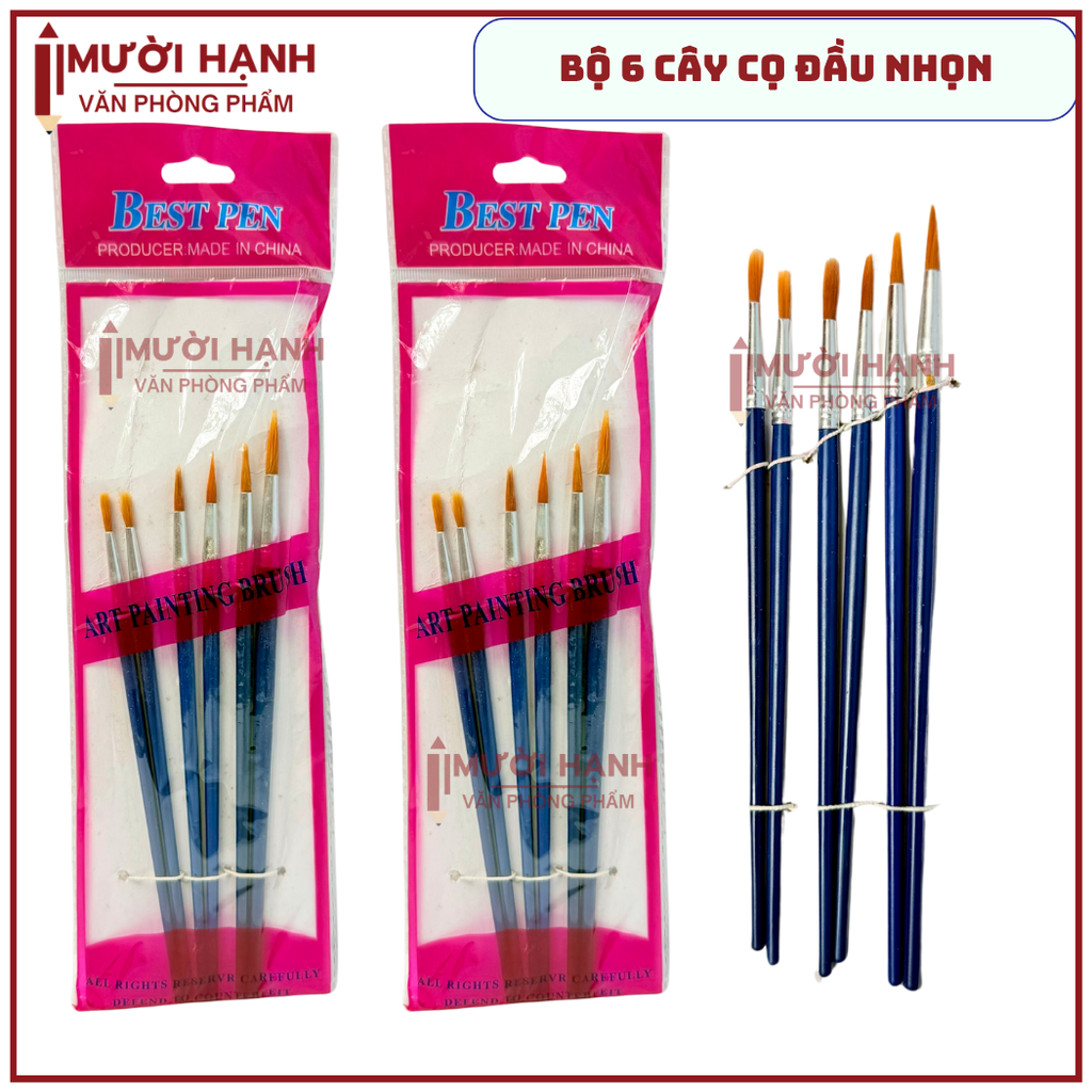 Cọ Vẽ 6 Cây DẸP và NHỌN JX (6 Cây/Vĩ ; 600 Vĩ/Thùng)