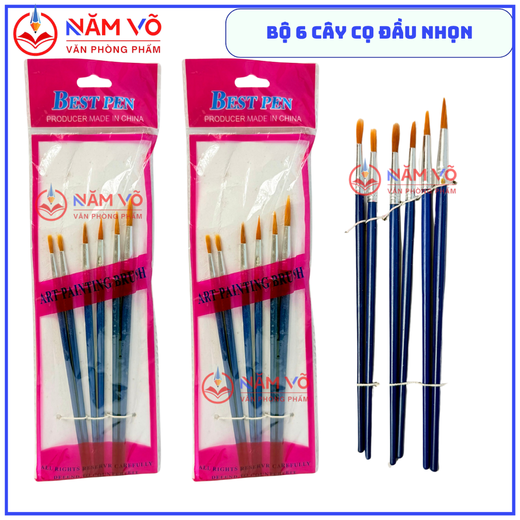 Cọ Vẽ 6 Cây DẸP và NHỌN JX (6 Cây/Vĩ ; 600 Vĩ/Thùng)