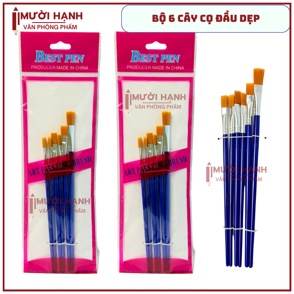 Cọ Vẽ 6 Cây DẸP và NHỌN JX (6 Cây/Vĩ ; 600 Vĩ/Thùng)