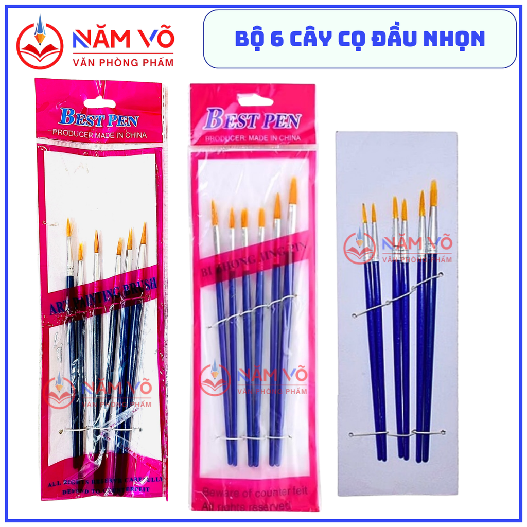Cọ Vẽ 6 Cây DẸP và NHỌN JX (6 Cây/Vĩ ; 600 Vĩ/Thùng)