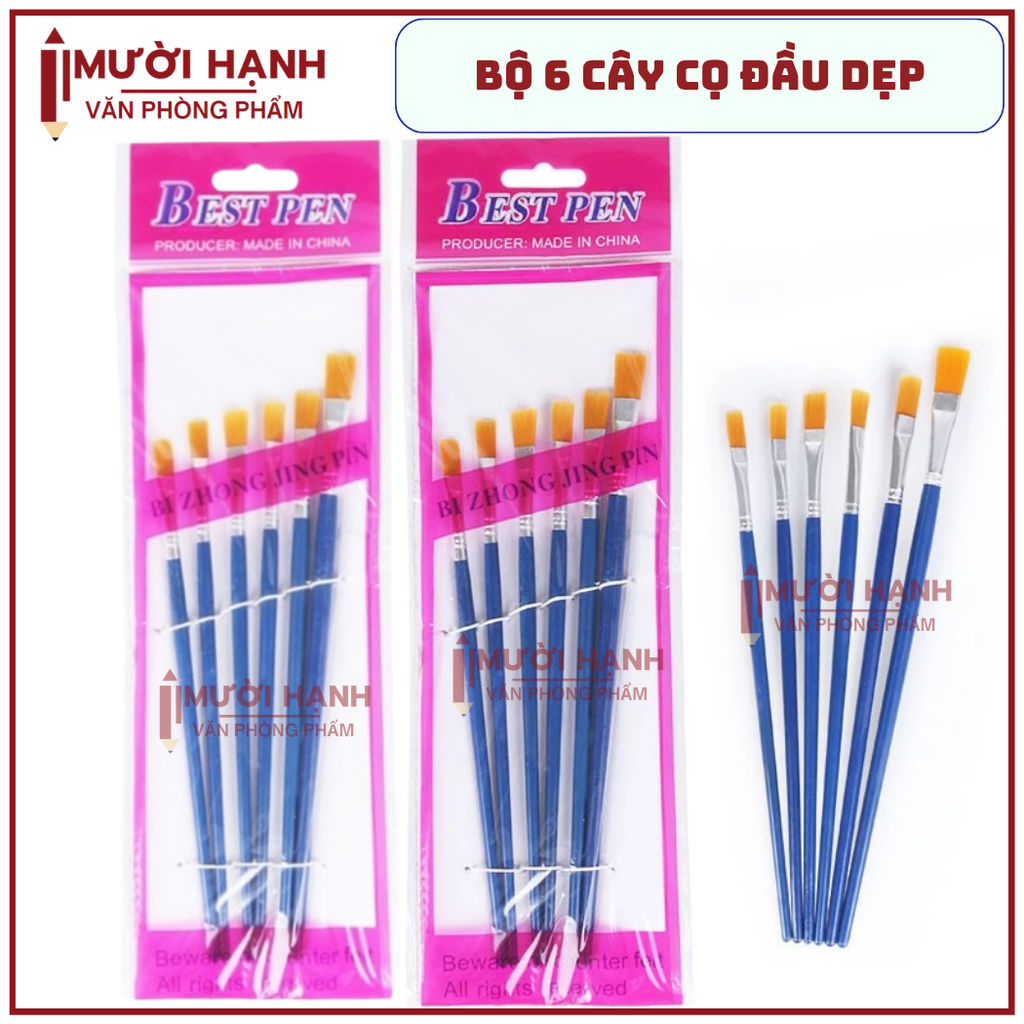 Cọ Vẽ 6 Cây DẸP và NHỌN JX (6 Cây/Vĩ ; 600 Vĩ/Thùng)