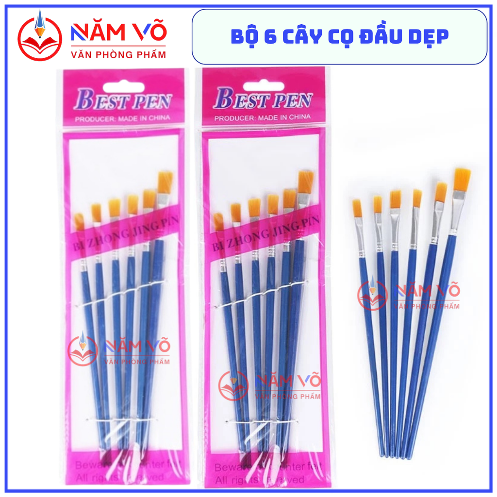 Cọ Vẽ 6 Cây DẸP và NHỌN JX (6 Cây/Vĩ ; 600 Vĩ/Thùng)