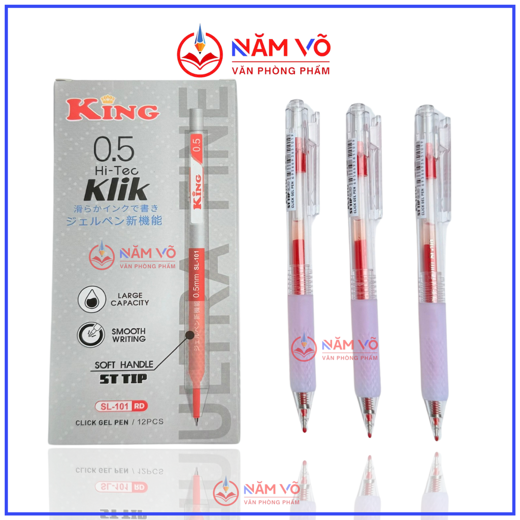 Bút Bi Bấm King Hi-Tec Klik SL-101 (12 Cây/ Hộp; 12 Hộp/ Lốc; 12 Lốc/ Thùng)
