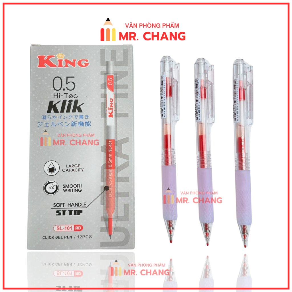 Bút Bi Bấm King Hi-Tec Klik SL-101 (12 Cây/ Hộp; 12 Hộp/ Lốc; 12 Lốc/ Thùng)