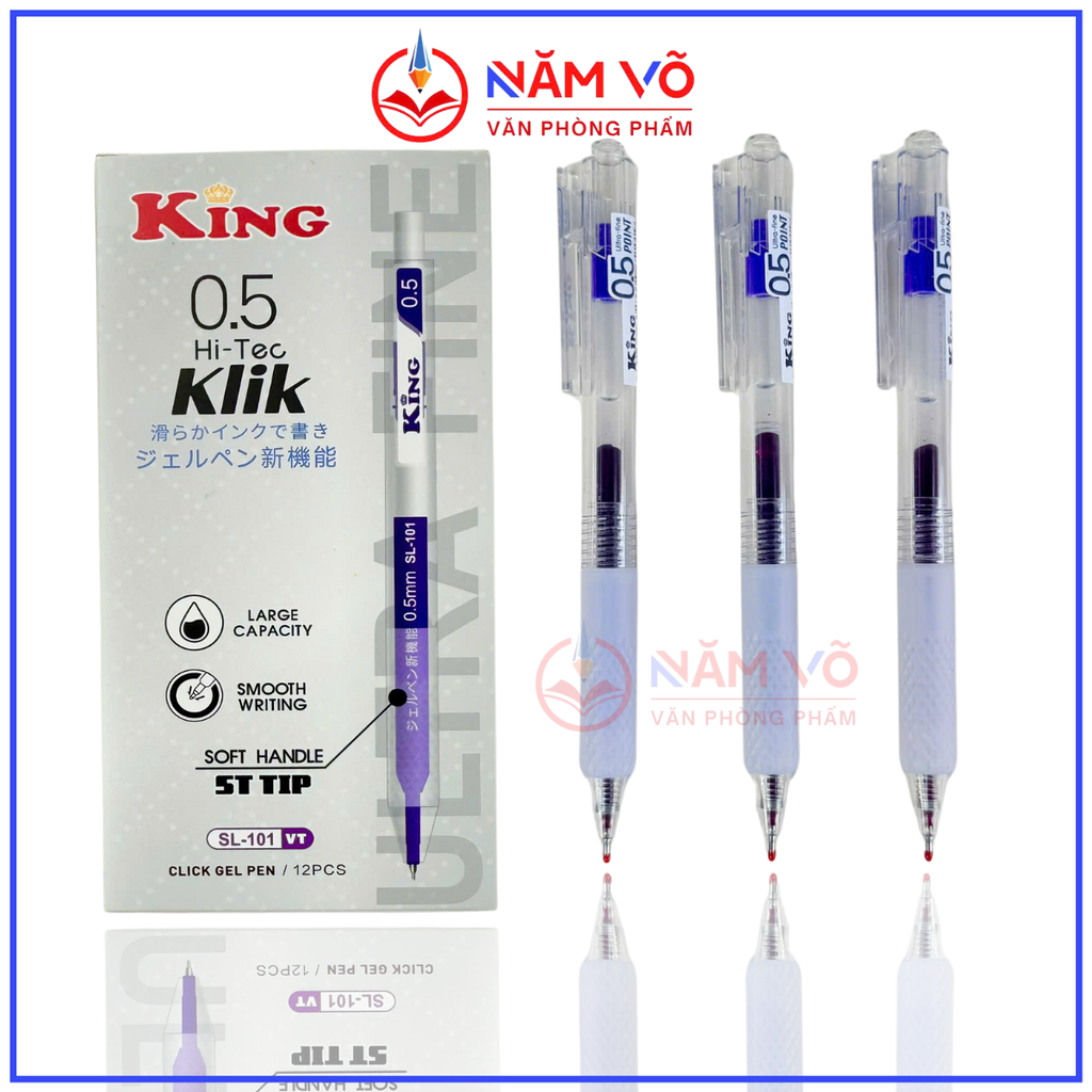 Bút Bi Bấm King Hi-Tec Klik SL-101 (12 Cây/ Hộp; 12 Hộp/ Lốc; 12 Lốc/ Thùng)